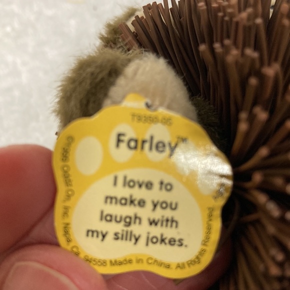 NWT 1999 Oddzon 4” Teddy Bear plush Farley Birthdate 11-1-98 Koosh Ball - Picture 5 of 7